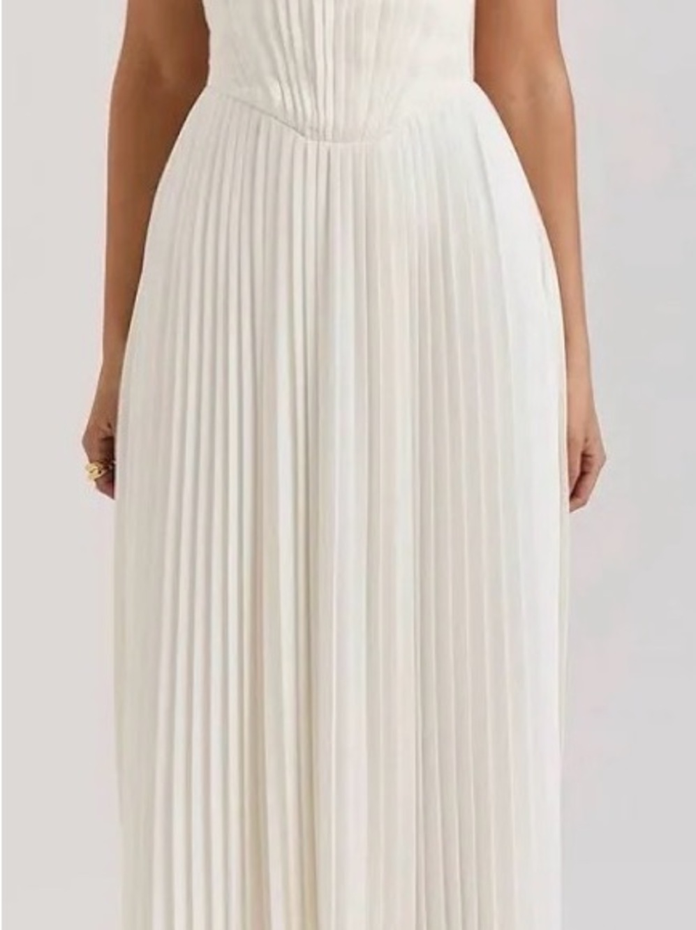 House of CB Ivory Pleated Maxi Dress
